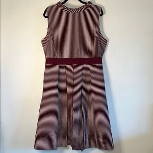 Eva Mendes for New York & Company Red and White Striped Midi Dress